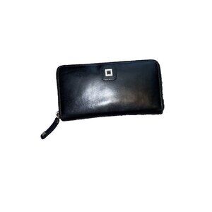 LODIS Women's Continental Wallet Black Pebbled Leather Zip Around Clutch